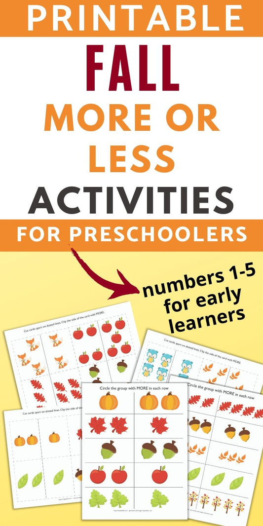 Fall More or Less Preschool Math Printables