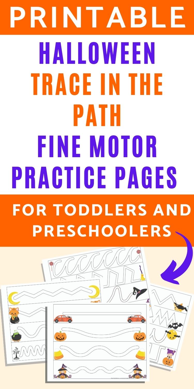 Halloween Trace in the Path Fine Motor Worksheets for Toddlers & Preschoolers
