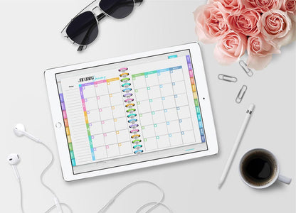 Rainbow Digital Planner - Daily, Weekly, and Monthly Digital Planner