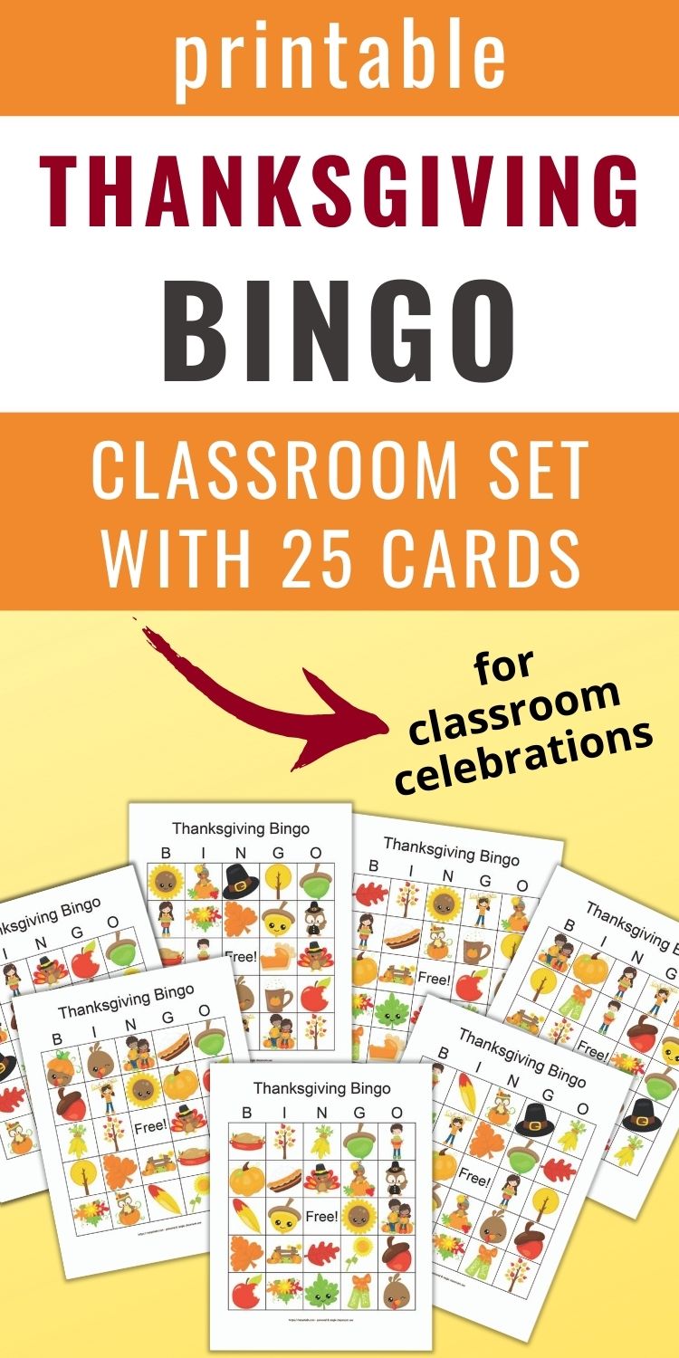 Thanksgiving Bingo Cards - 25 unique picture bingo cards