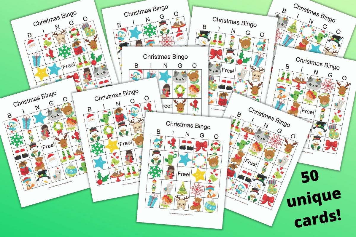 50 Christmas Bingo Cards for a Large Group