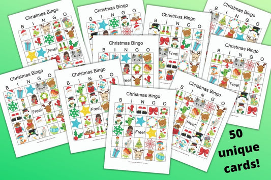 50 Christmas Bingo Cards for a Large Group