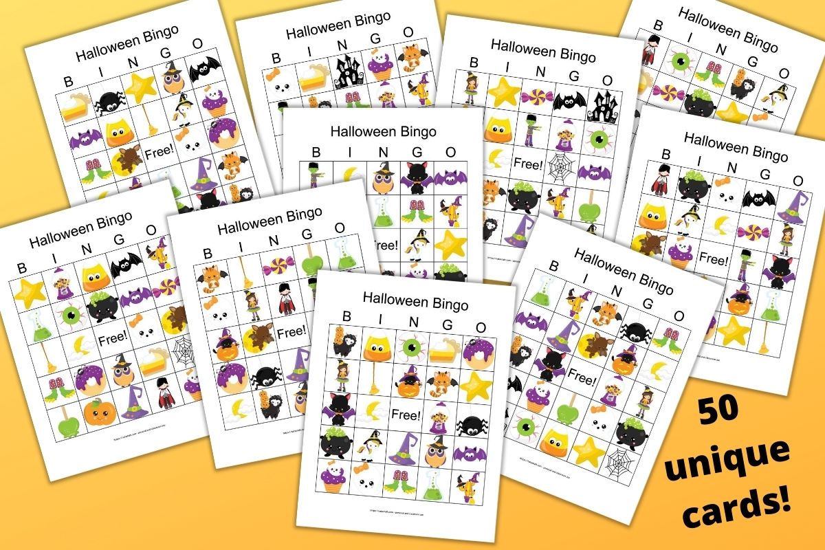 50 Halloween Bingo Boards - Halloween bingo for a large group