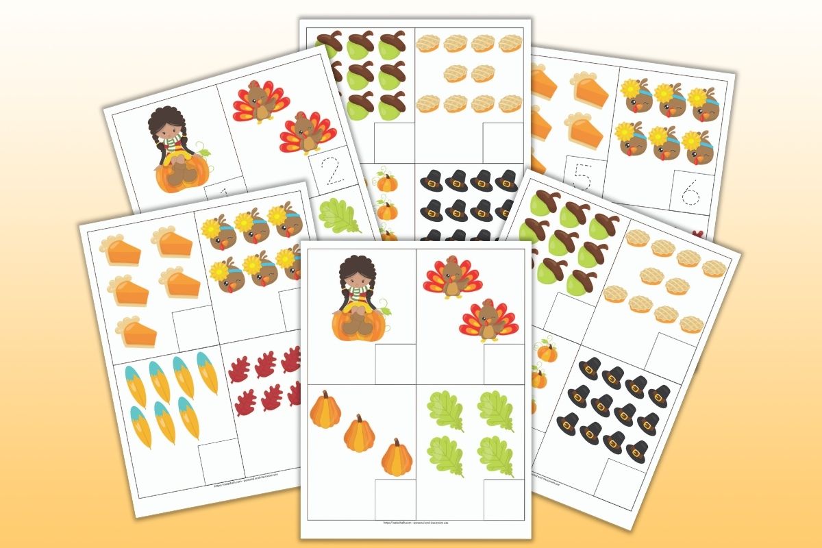 Thanksgiving Write and Wipe Counting Cards 1-12