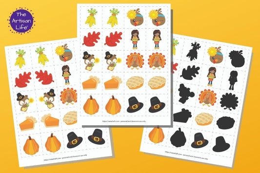 Thanksgiving Matching & Memory Game for Toddlers & Preschoolers