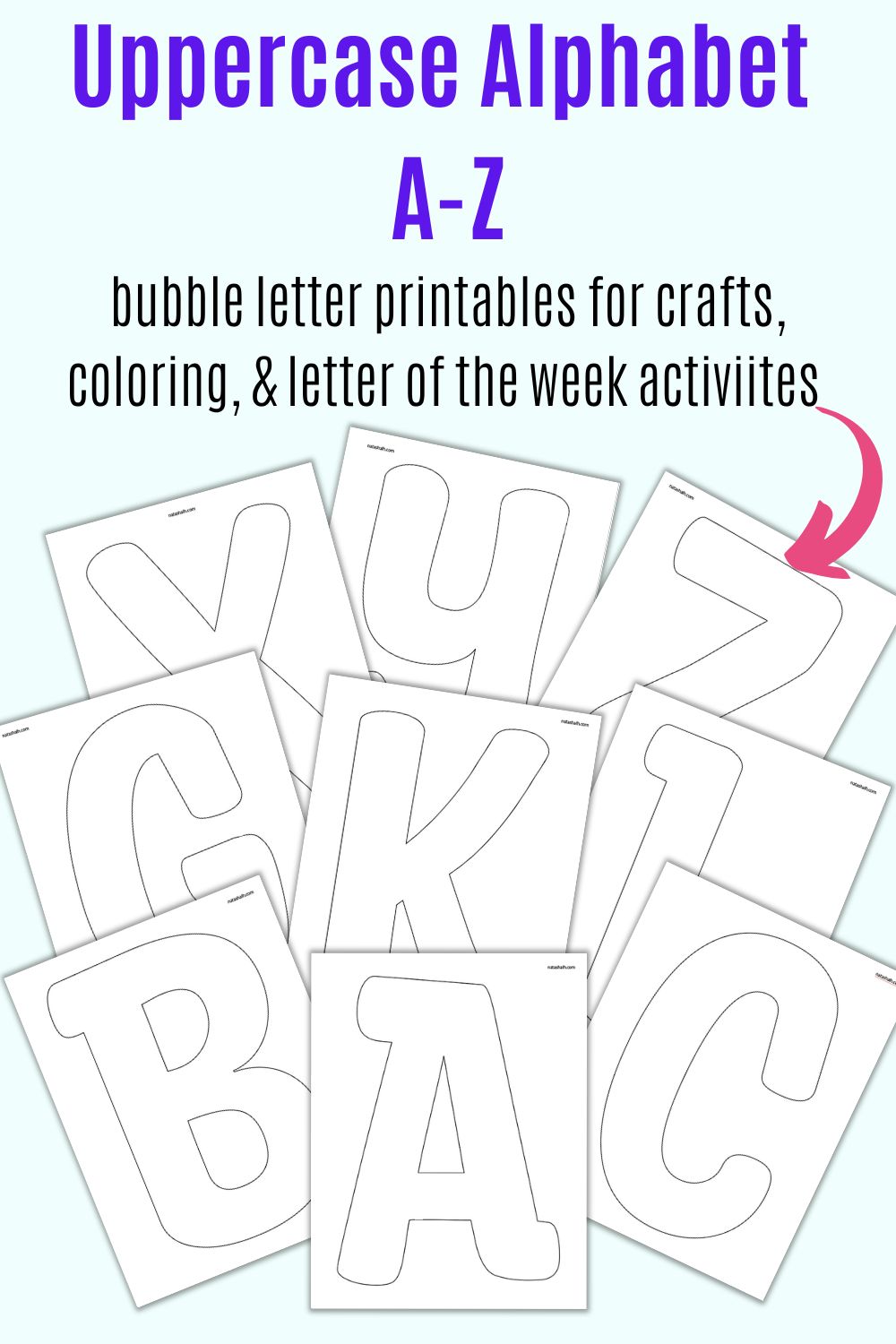 Uppercase Alphabet Bubble Letter Posters/Coloring Pages
