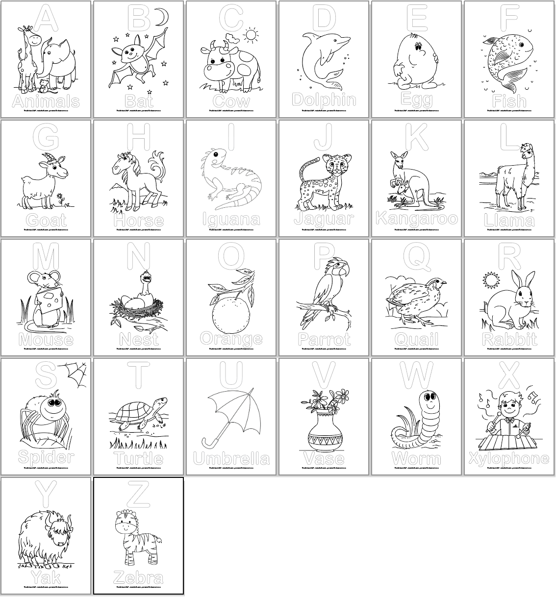 Alphabet Coloring Pages for Preschool