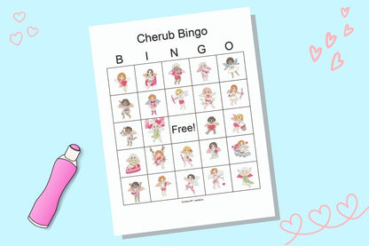 Valentine's Day Cherub Bingo Classroom Set - 25 cards