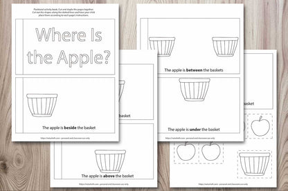 Apple Theme Positional Word Interactive Book for Emergent Readers