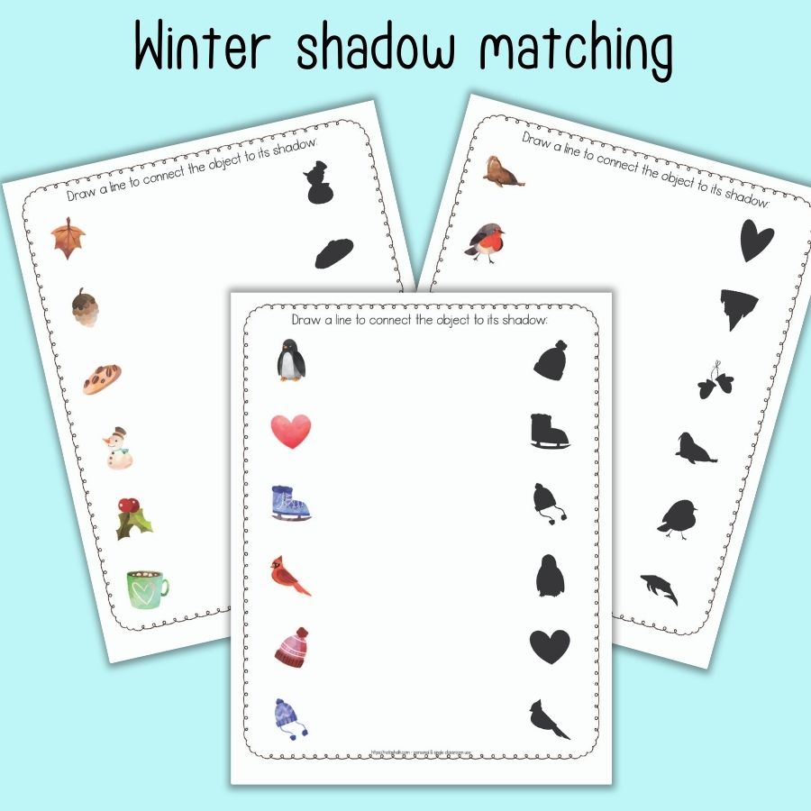 Winter Shadow Matching Worksheets for Preschool